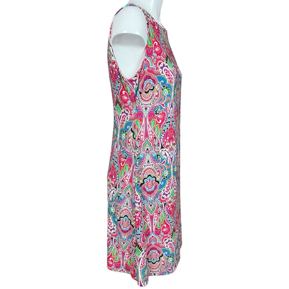 Tommy Hilfiger Pink Multi Color Paisley Poly Spandex Blend Dress Size 10 - Picture 3 of 10